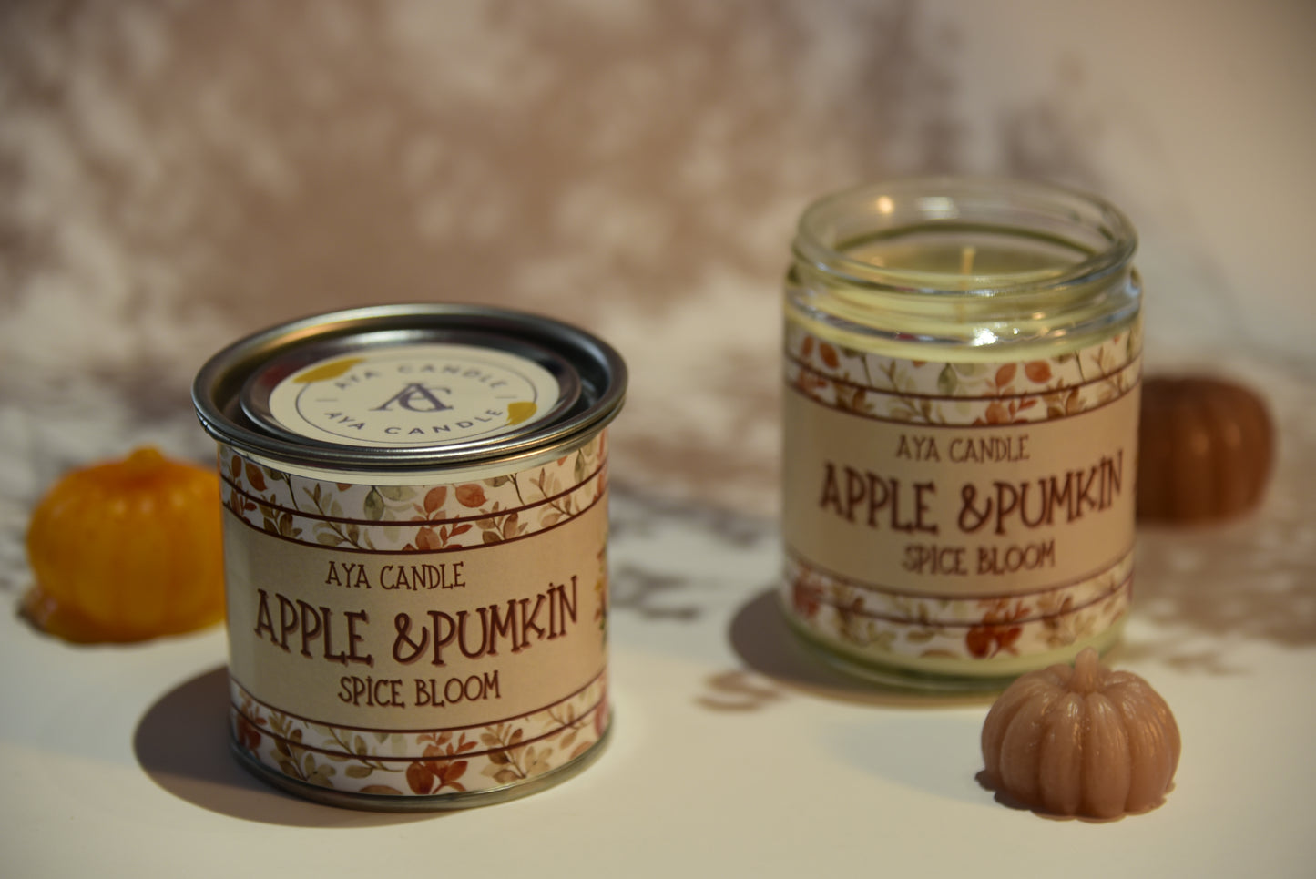 Apple & Pumpkin Kokulu Mum – El Yapımı 200g Doğal Soya Wax | Sonbahar Aromalı Teneke Mum