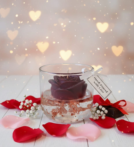 Sevgililer Günü Özel Gül Kokulu Mum - Pembe Gül