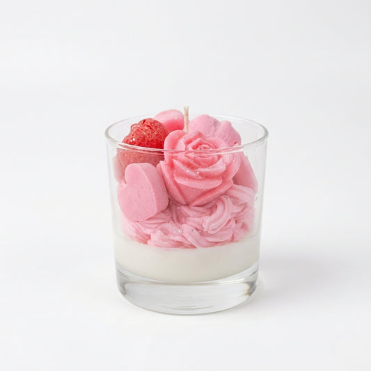 Sevgililer Günü Özel Gül Kokulu Mum - Pembe İkili