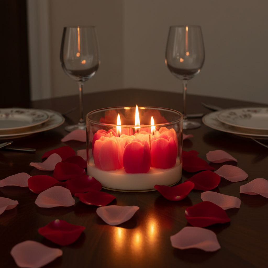 Romantik ortamda mum